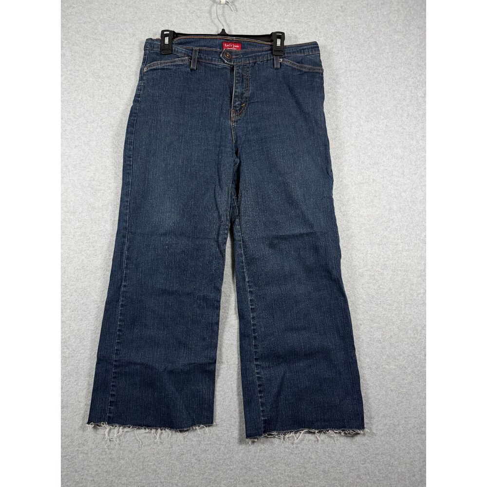 Levi's Women's 16 Medium Dark Wash Wide Leg Raw Hem Jeans Denim 0750